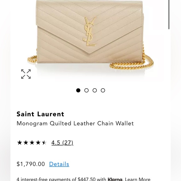 Beige YSL cassandre wallet on chain - Picture 10 of 13